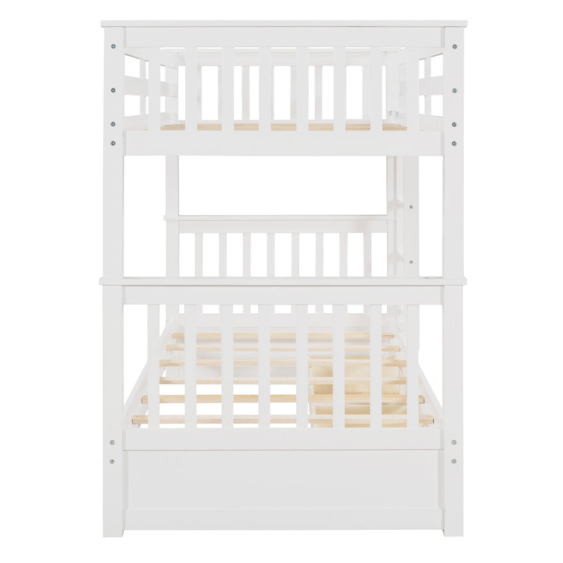 Twin-Over-Twin Bunk Bed with Ladders and Two Storage Drawers (White)(OLD SKU:LT000265AAK)