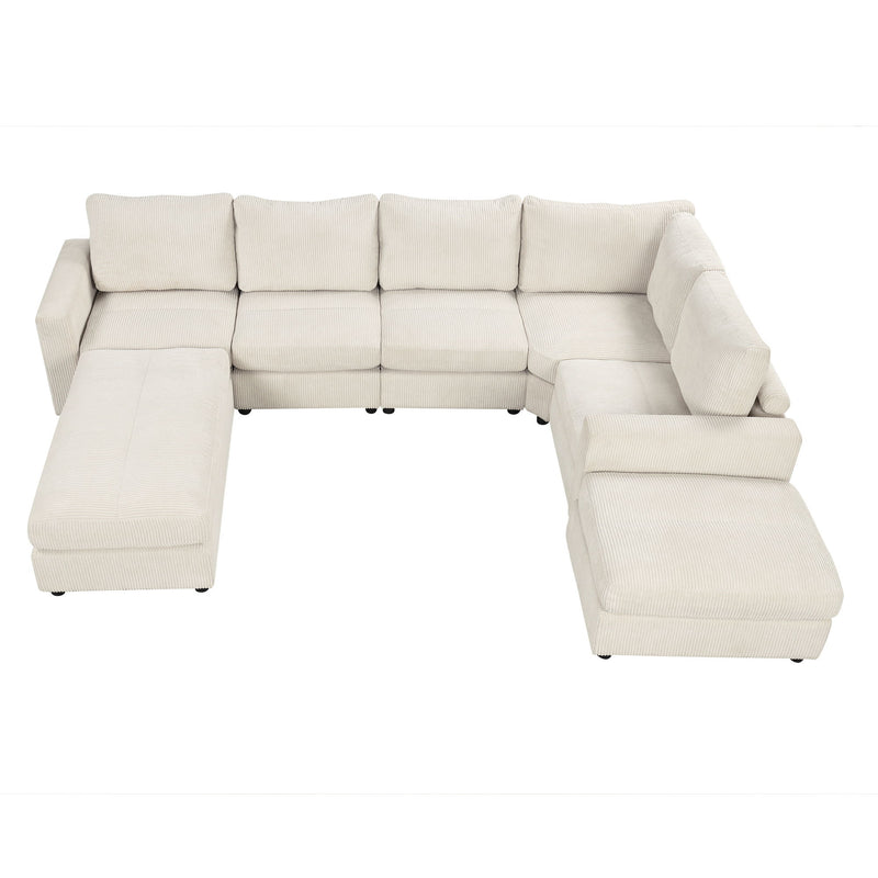 Sectional Couch Sofa Bed Modular Sofa With Two Movable Ottomans For Living Room