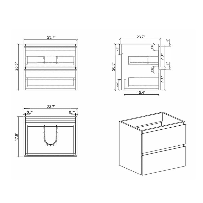 Alice - Bathroom Vanity With Sink, Large Storage Wall Mounted Floating Bathroom Vanity For Modern Bathroom, One-Piece Sink Basin Without Drain And Faucet