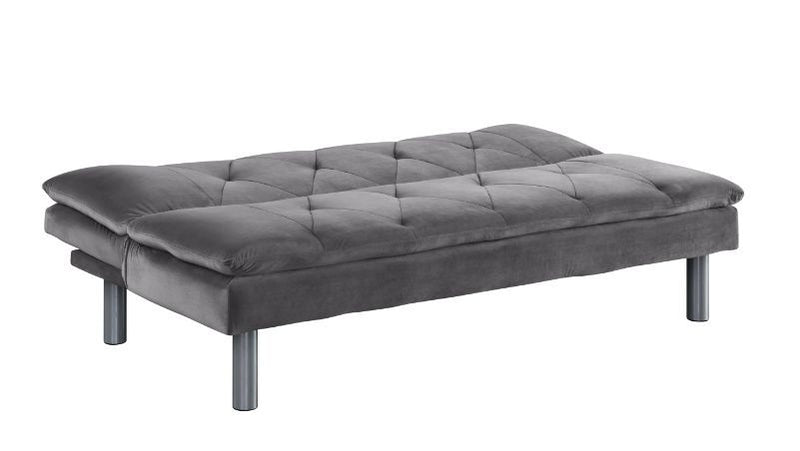 Cilliers - Futon - Gray Velvet & Chrome Finish - Atlantic Fine Furniture Inc