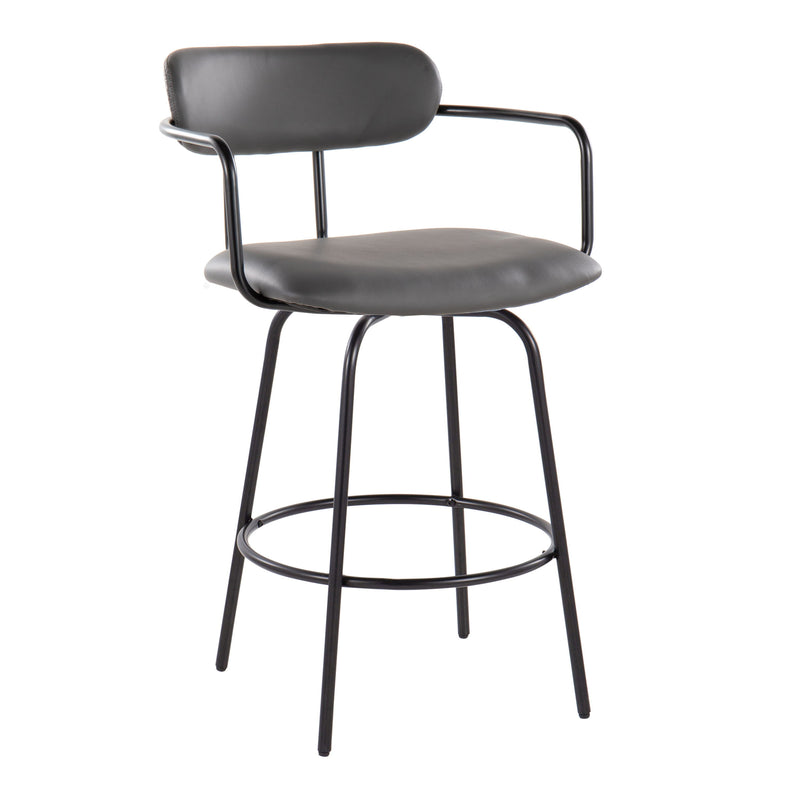 Demi - Contemporary Fixed Height Counter Stool With Swivel With Round Footrest (Set of 2)