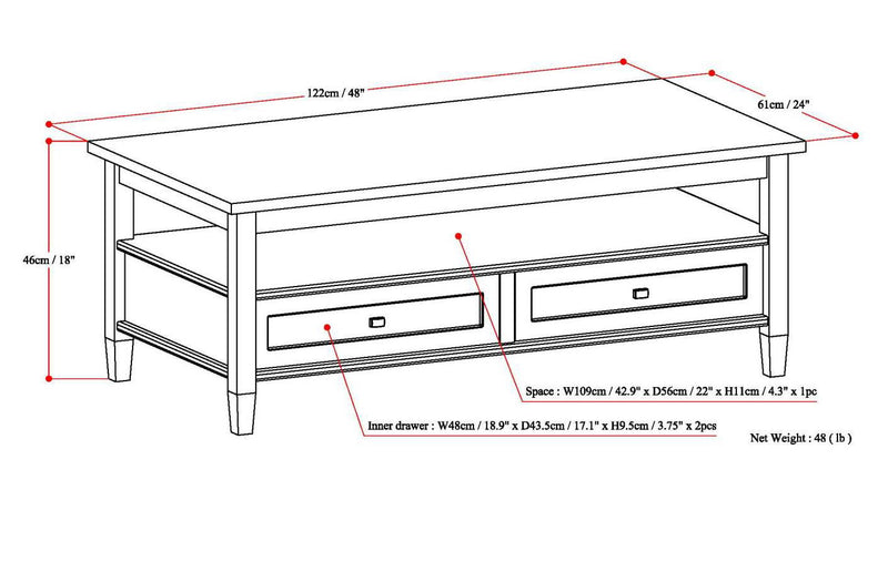 Warm Shaker - Coffee Table - Farmhouse Brown