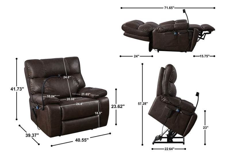 Recliner Chair With Phone Holder, Electric Power Lift Recliner Chair With 2 Motors Massage And Heat For Elderly, 3 Positions, 2 Side Pockets, Cup Holders