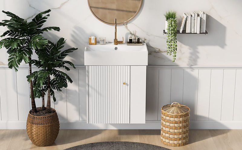 Modern Floating Bathroom Vanity With Ceramic Basin Perfect For Small Bathrooms