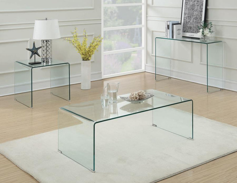 Ripley - Squared Tempered Bent Glass Side End Table - Clear - Atlantic Fine Furniture Inc