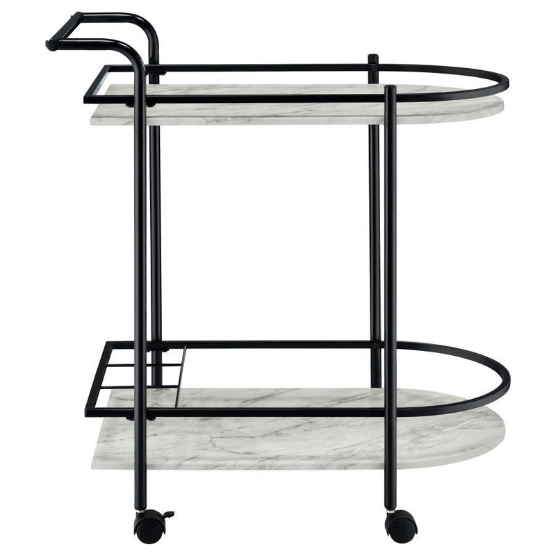 Desiree - 2-Tier Faux Marble Shelf Metal Bar Cart