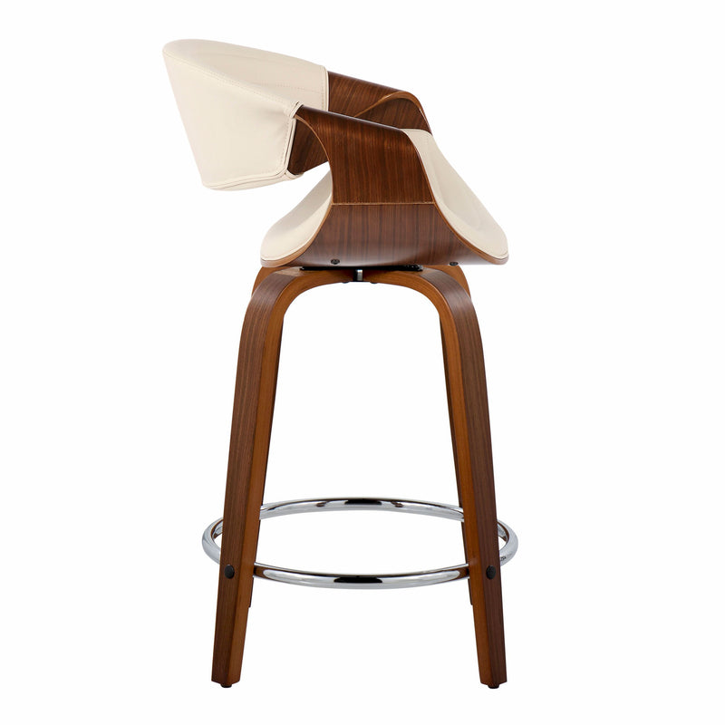 Symphony - Mid Century Modern Fixed Height Counter Stool With Swivel And Round Footrest (Set of 2)