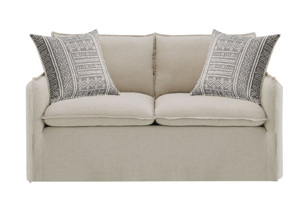 Upendo - Pattern Linen Loveseat With 2 Toss Pillows - Beige