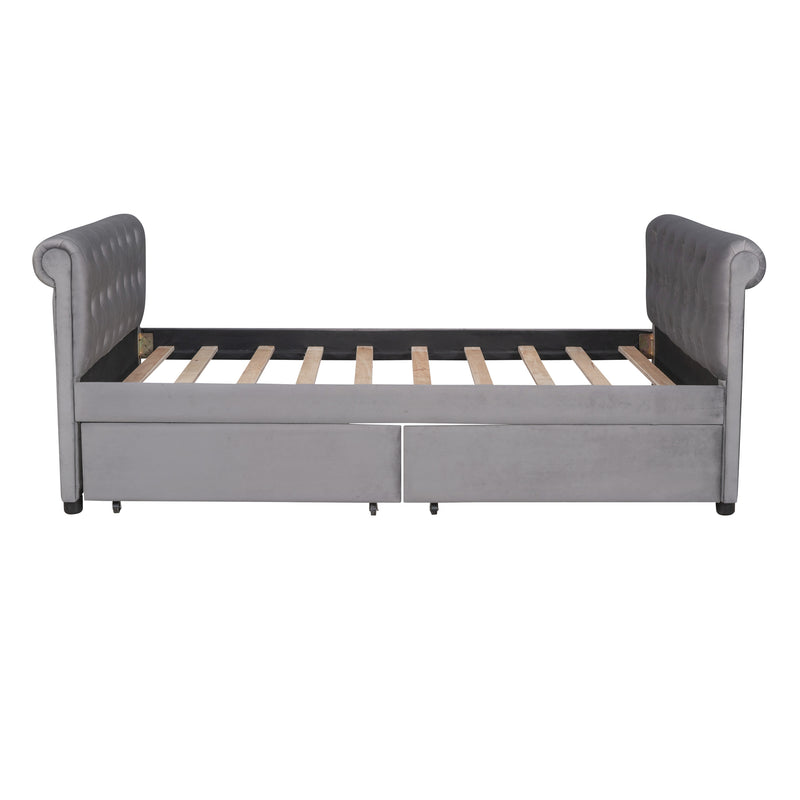 Twin Size Upholstered daybed with Drawers, Wood Slat Support, Gray(OLD SKU :LP000117AAE)