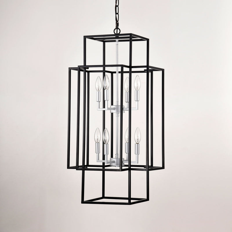 8 Light Lantern Chandelier Lighting, Entryway Chandeliers For High Ceilings, Chandeliers For Dining Room, Foyer, Entry, Staircase, Hallway, Height Adjustable (E12 Bulbs Not Included)