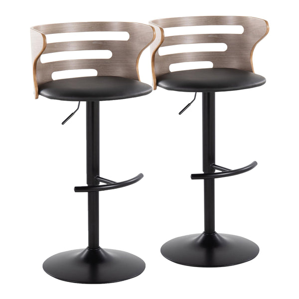 Cosi - Mid Century Modern Adjustable Barstool, Swivel With Rounded T Footrest (Set of 2)