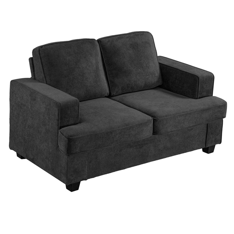 Modern Loveseat, Comfortable 2 Seater Couch With Deep Seating, Loose Back Cushions, Wide Arms