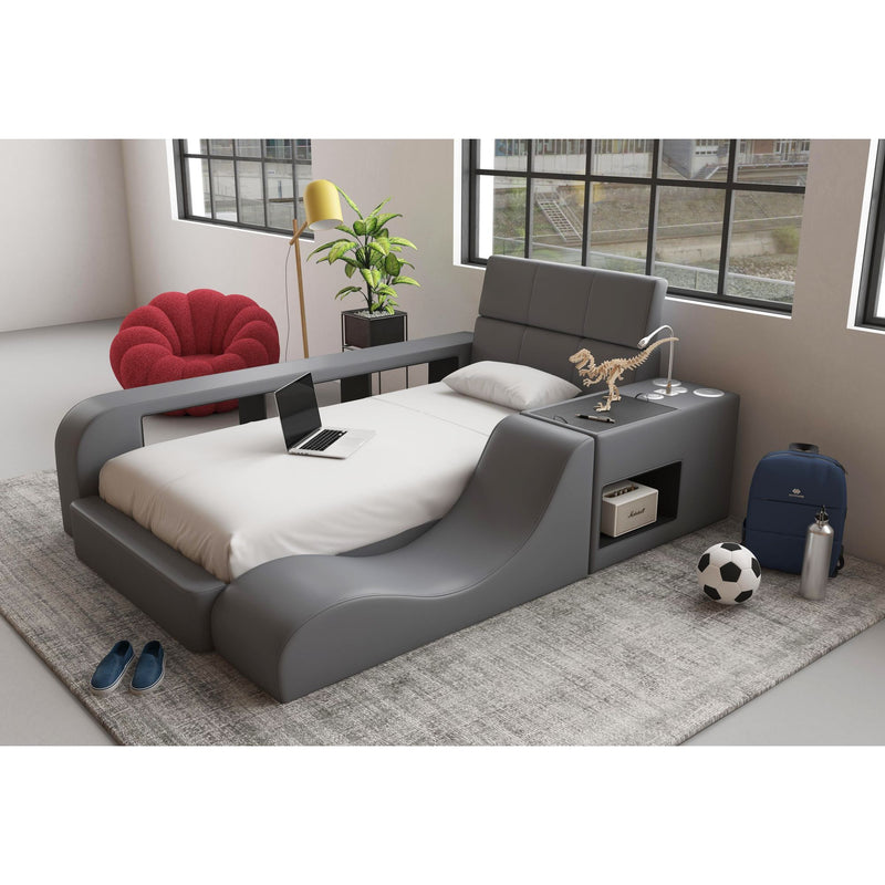 Valari - PU Twin Bed - Gray