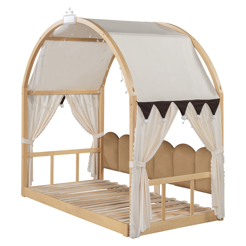 Extended Bed With Arched Roof And Trundle