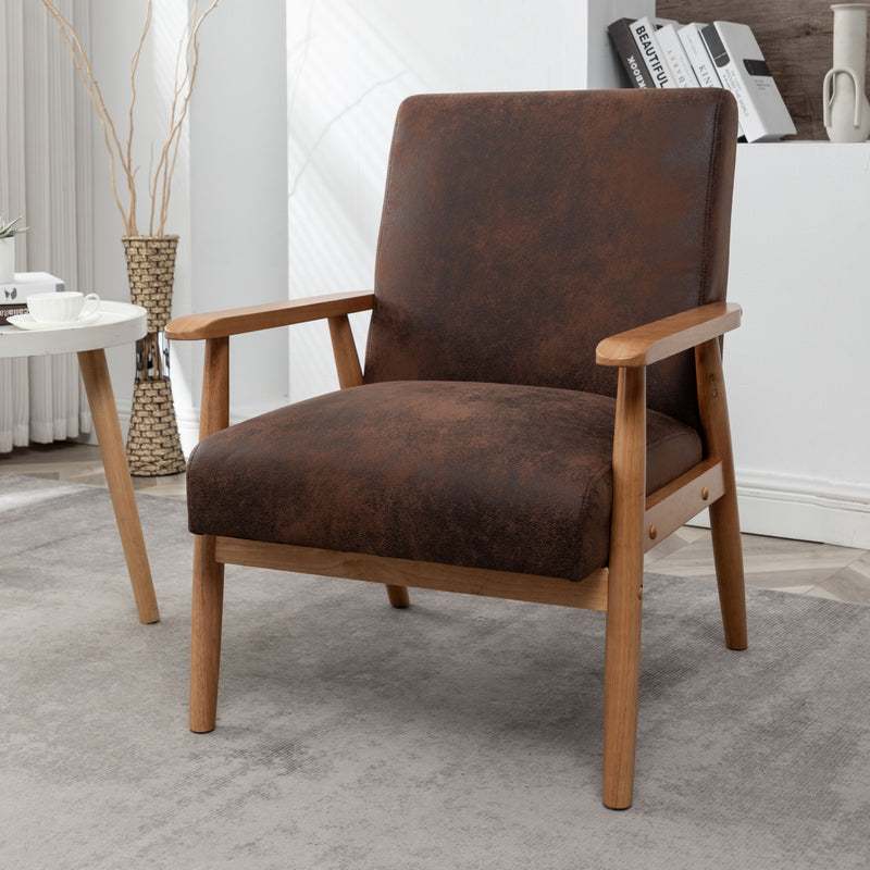 Wide Classic Mid-Century Modern Arm Chair - Brown