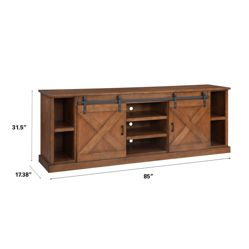 Bridgevine Home Farmhouse 85 inch TV Stand Console for TVs up to 95 inches, No Assembly Required, Aged Whiskey Finish