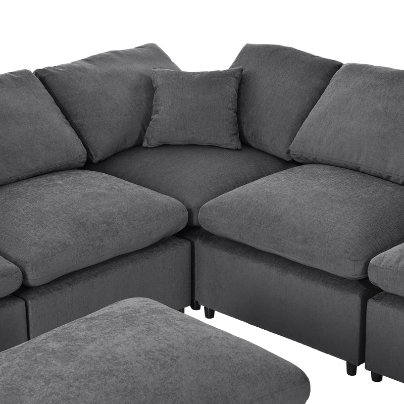 U_Style Oversized Modular Sectional Sofa with Ottoman L Shaped Corner Sectional for Living Room, Office, Spacious Space