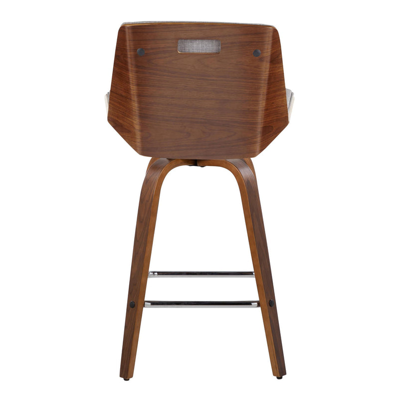 Corazza - Mid Century Modern Fixed Height Counter Stool With Swivel And Square Footrest (Set of 2)