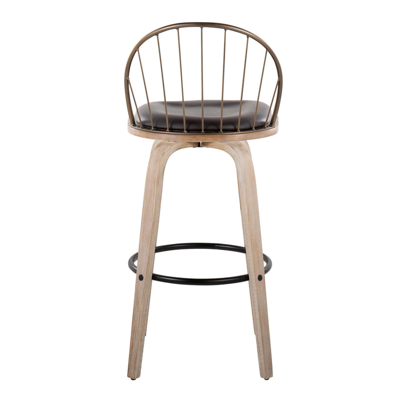 Riley - Industrial / Urban Fixed Height Barstool With Swivel With Removable Cushion (Set of 2)