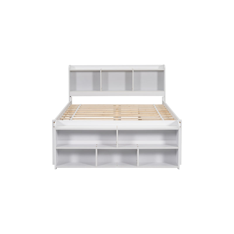 Bed With Bookcase Headboard, Under Bed Storage Drawers And Bed End Storage Case