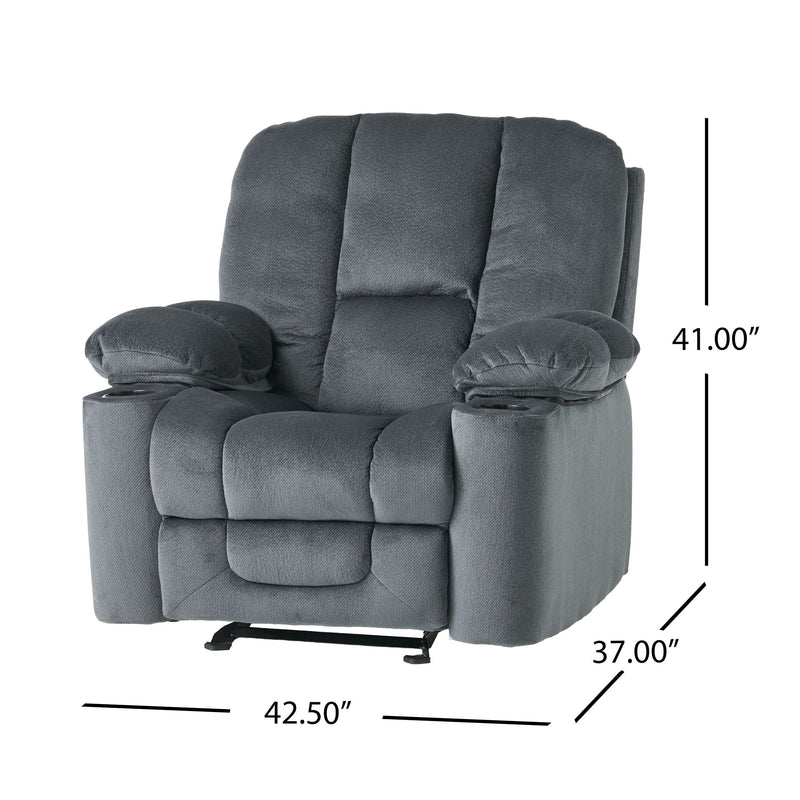 Luxurious Manual Recliner Chair With Skin-Friendly Fabric And Dual Cup Holders