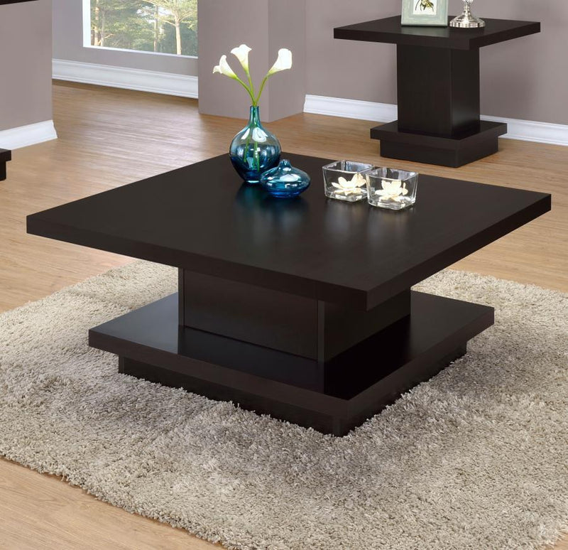 Reston - Square Engineered Wood Coffee Table - Cappuccino - Atlantic Fine Furniture Inc