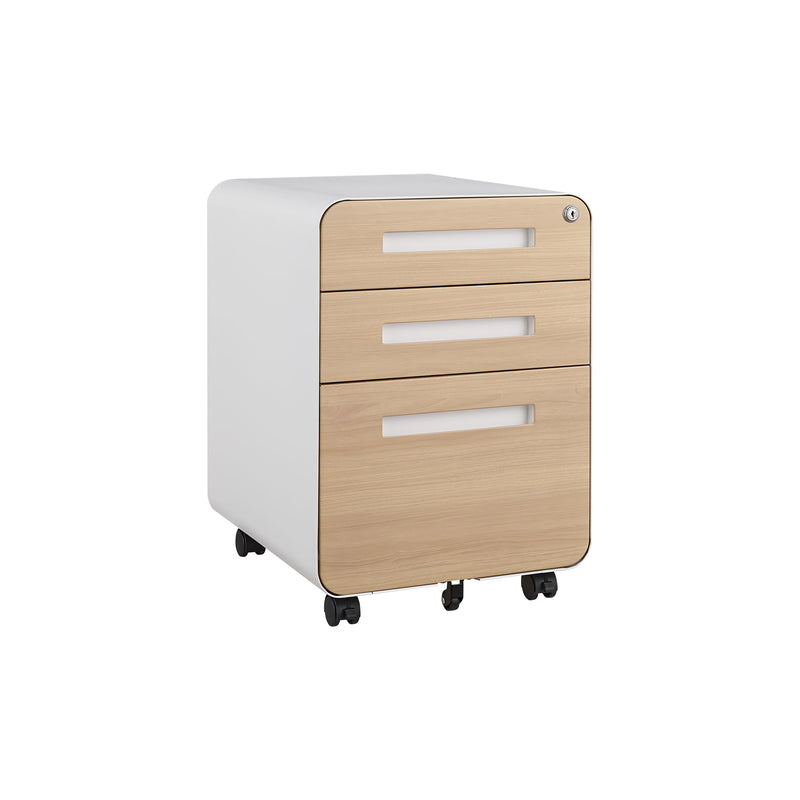 3 Drawer Mobile File Cabinet Under Desk Office, Simple Style Versatile Storage Cabinet For Legal / Letter / A4 Files, 5 Wheel Design Anti-Tilting Cold Rolled Steel Waterproof Moisture-Proof