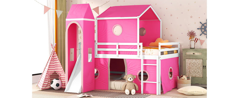 Loft Bed With Slide Tent And Tower