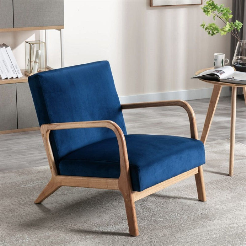 Classic Mid-Century Modern Accent Chairs, Open Framed Armchair With Cushioning