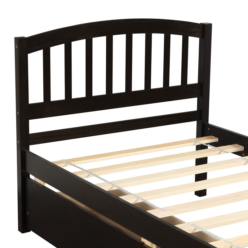 Platform Storage Bed Wood Bed Frame With Two Drawers And Headboard