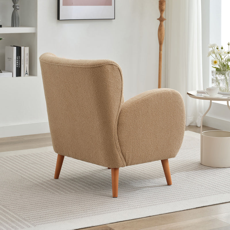 Modern Wing Back Lounge Chair Stylish Design, Soft Fabric, Solid Wood Legs, Durable Frame