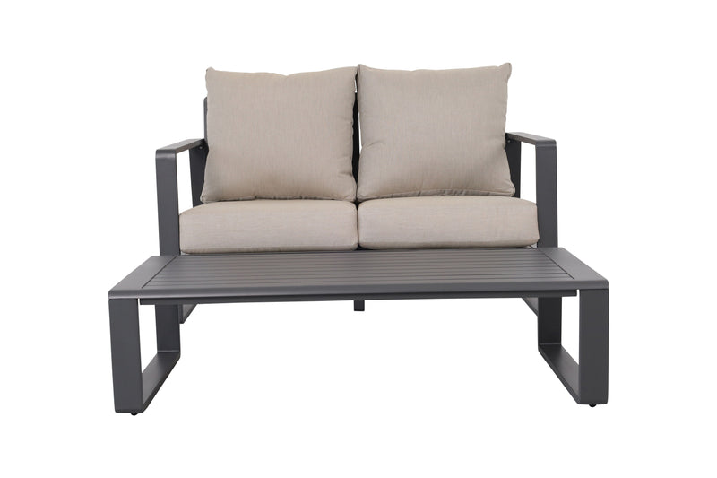 Double Sofa With Rectangular Coffee Table, Cushions Tino Tino - Light Gray