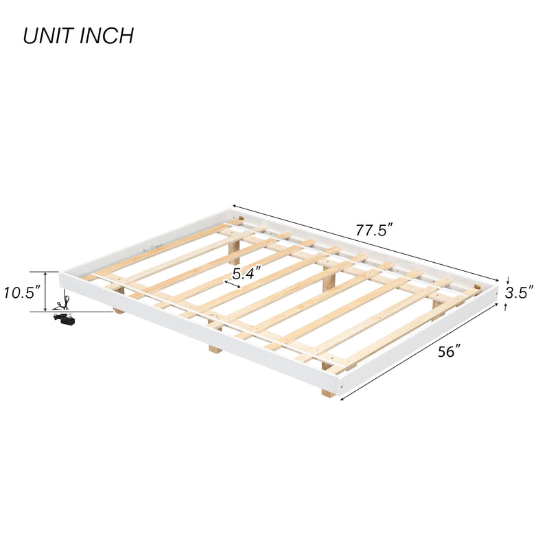 Floating Bed With LED Lights Underneath, Modern Low Profile Platform Bed With LED Lights