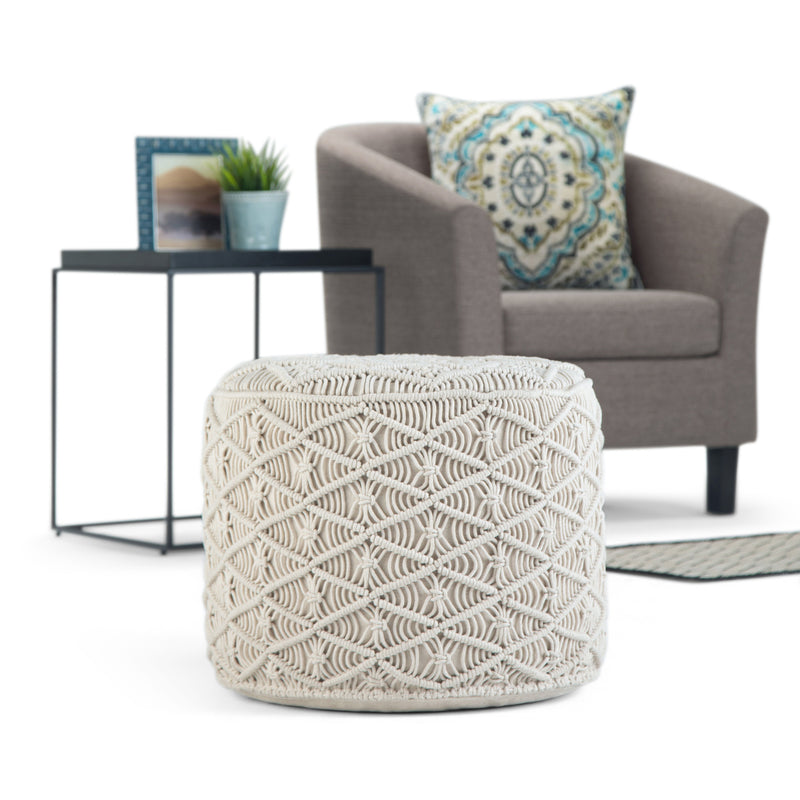 Coates - Round Macrame Pouf - Natural