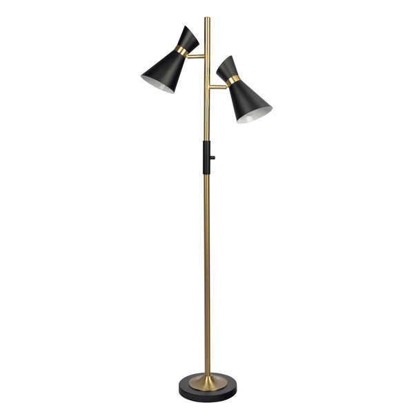 Axis - Floor Lamp With 4 Way Switch Double Spots With Base - Black / Gold