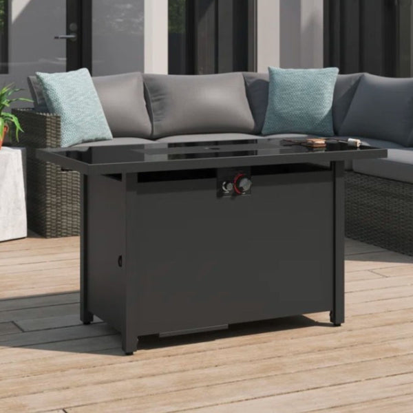 Outdoor Fire Pit Table With Lid - Dark Gray