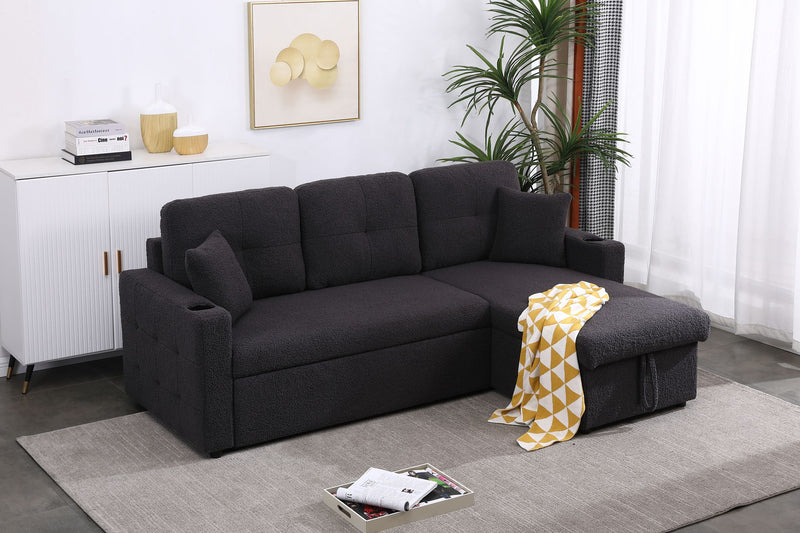 Lambswool - Pull Out Sleeper Sectional Sofa With Storage Chaise