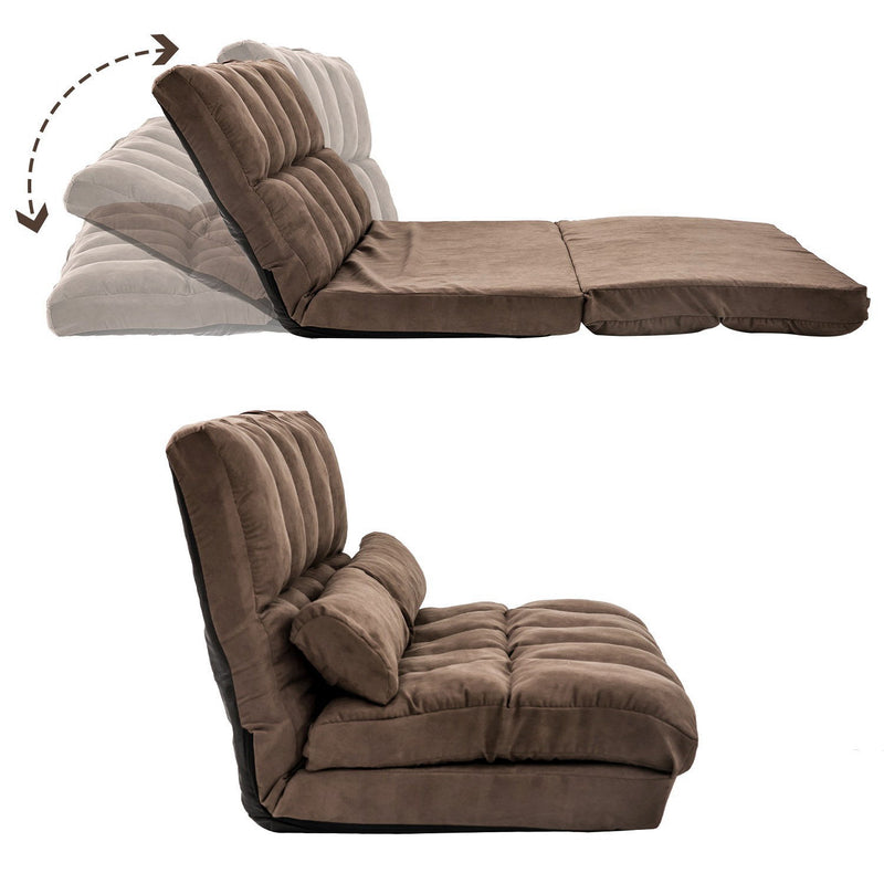 Double Chaise Lounge Sofa Floor Couch And Sofa With Two Pillows