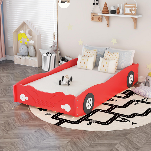 Twin Size Car-Shaped Platform Bed, Red