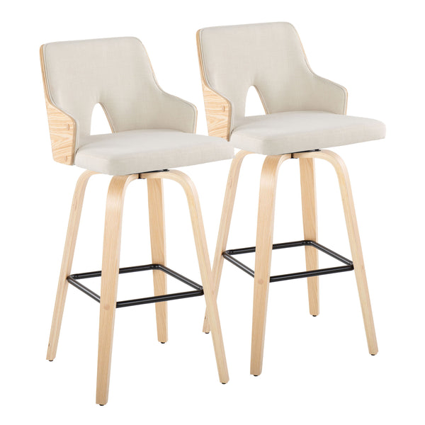 Stella - Contemporary Fixed Height Barstool With Swivel Square Footrest (Set of 2)