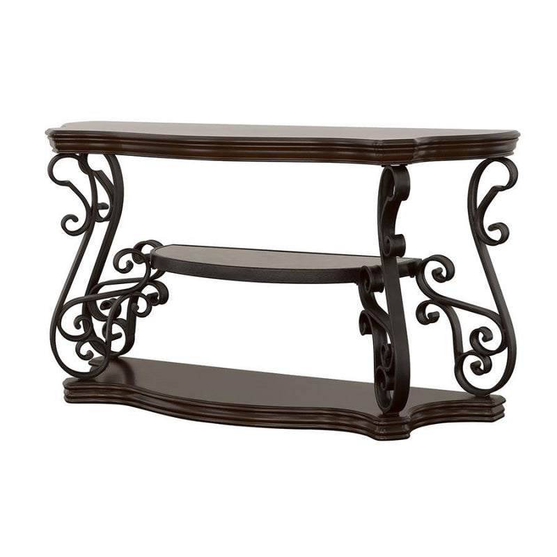 Laney - Scrollwork Entryway Sofa Console Table - Deep Merlot - Atlantic Fine Furniture Inc