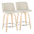 Toriano - Contemporary Fixed Height Counter Stool Swivel With Round Footrest (Set of 2)