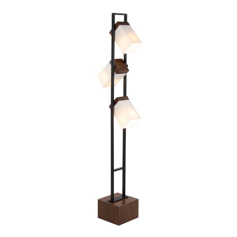 Bento - Contemporary Floor Lamp - Black / Walnut / White