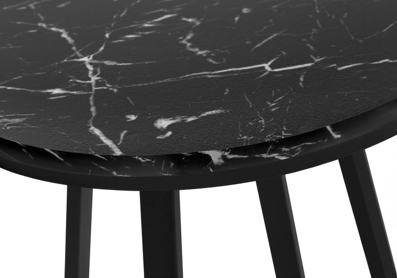 Accent Table, Side, Round Marble Look Contemporary & Modern - Black