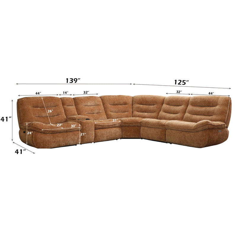 Emmy - Power Motion Sectional Sofa - Orange Chenille