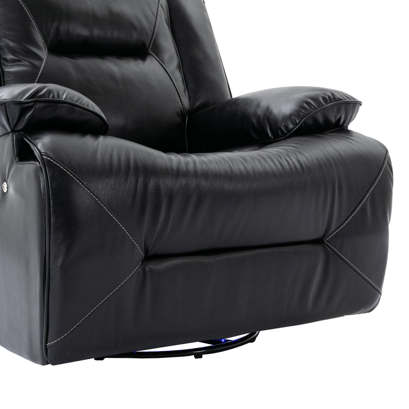 360° Swivel And Rocking Home Theater Recliner Manual Recliner Chair With A Led Light Strip For Living Room