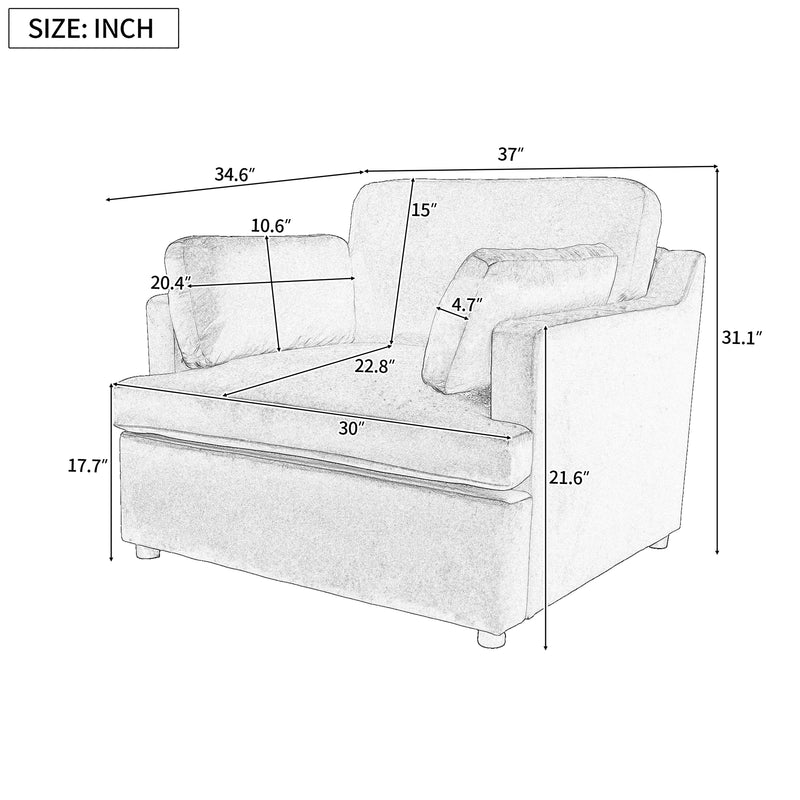 Oversized Accent Chair Comfortable Armrest Cushions, Versatile Neutral Style, Elegant Design, Durable Frame