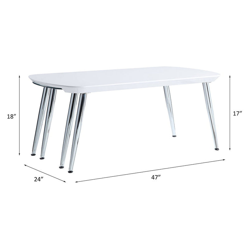 Acme - Coffee Table - White & Chrome Finish