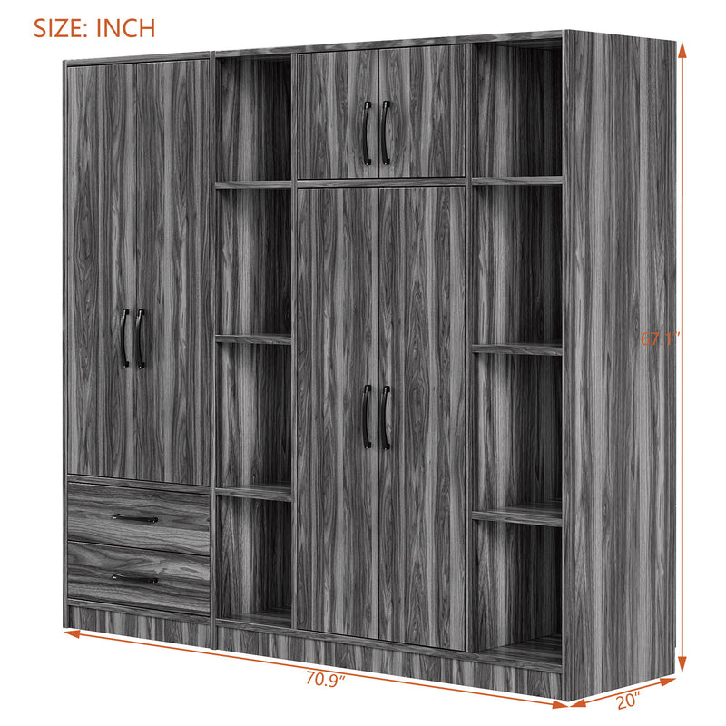 6 Door Wardrobe With Shelves And Drawers