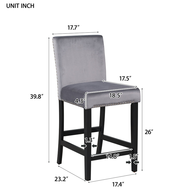 5-Piece Counter Height Dining Table Set With One Faux Marble Top Dining Table And Four Velvet Upholstered Chairs